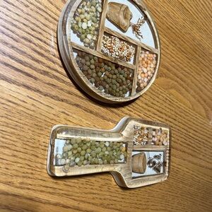 Vintage Resin Wall Art Set with Dried Beans and Spices
